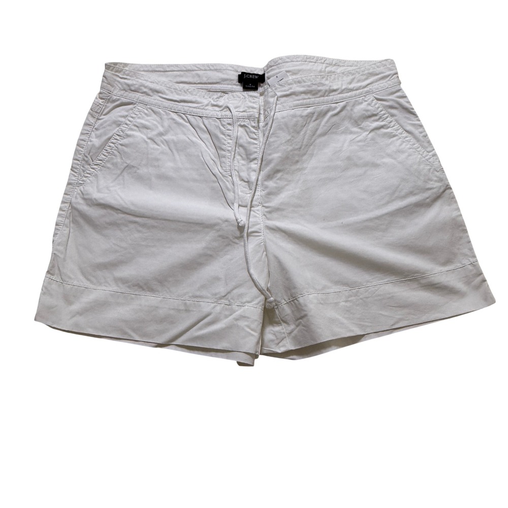 J.Crew Chino Shorts Women 2 White Low Fit Drawstring Cotton Poplin Casual